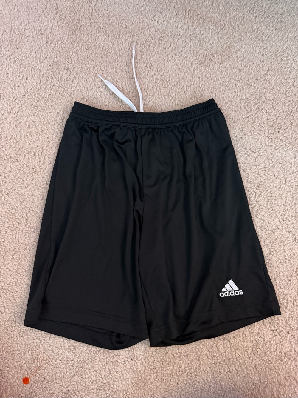 adidas Black Boys' Athletic Shorts with White Drawstring